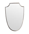 An orignal Italian 1960s brass shield mirror with beaded inner frame detail