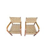 A pair of Mid Century French bent wood chairs in the style of Erich Dieckmann with original woven rope seats - Mid Century Furniture - Mid Century Chairs