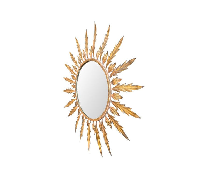 A lovely large Italian Mid Century gilt metal sunburst mirror - Mid Century Mirrors