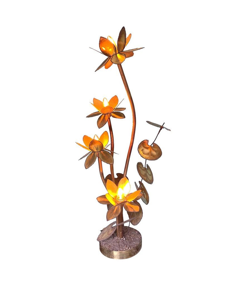 Mid Century floor lamp brass flowers in the style of Maison Jansen - Mid Century Lighting - 70s floor lamp 