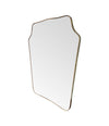 A large original 1950s Italian shield mirror with brass frame, original plate and solid wood back