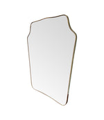 A large original 1950s Italian shield mirror with brass frame, original plate and solid wood back