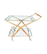 An Italian 1950s brass and lacquered wood bar trolley by Cesare Lacca