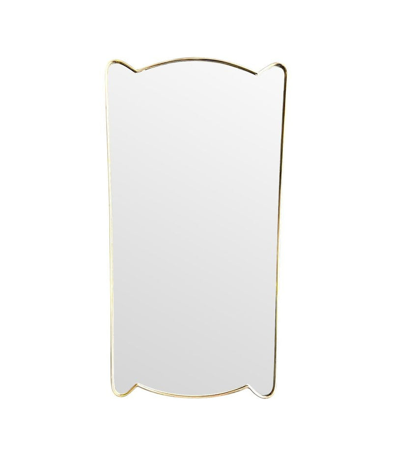 Unique shaped Mid Century Italian shield mirror with solid wood back in the style of Gio Ponti - Mid Century Mirror