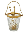 A 1960s Val Saint Lambert crystal and gold plated ice bucket with ice grabbers