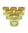 A set of six Italian Artemisia green crystal tumblers with 24 ct gold decoration