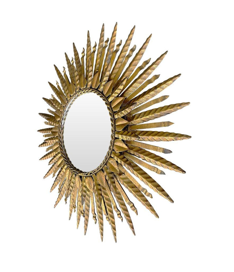 Mid Century Gilt Metal Circular Sunburst Mirror - Mid Century Mirror - Ed Butcher Antiques Shop London 