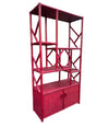An Italian 1970s burgundy red bamboo shelving unit by Vivai del Sud