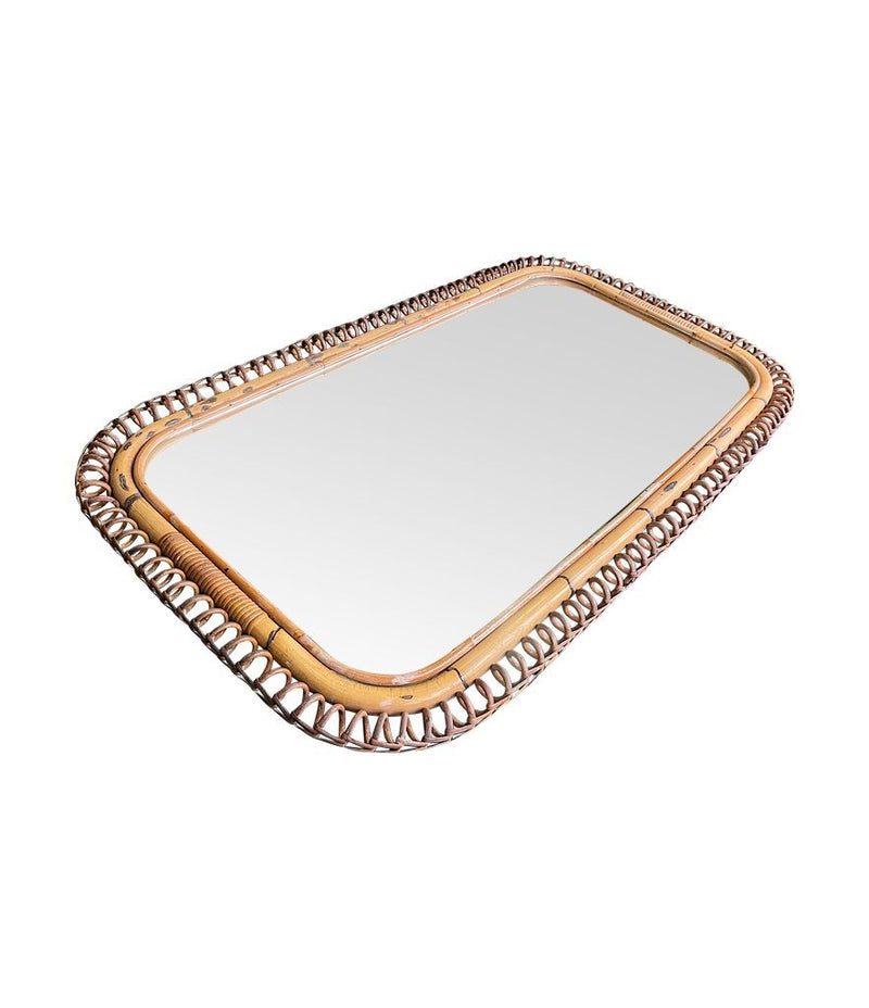 Mid century mirror bamboo by Franco Albini for Bonacina - Italian 1970s Vintage Mirror