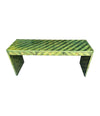 A 1970s woven green rattan three drawer console table by Vivai Del Sud
