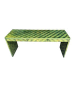 A 1970s woven green rattan three drawer console table by Vivai Del Sud