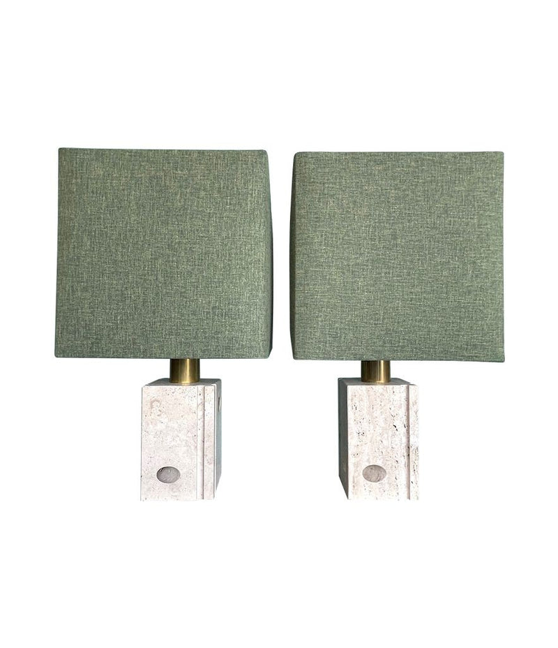 Mid Century table lamps with sculptural travertine bases by Fratelli Mannelli - Mid Century Lighting - 1970s lamps