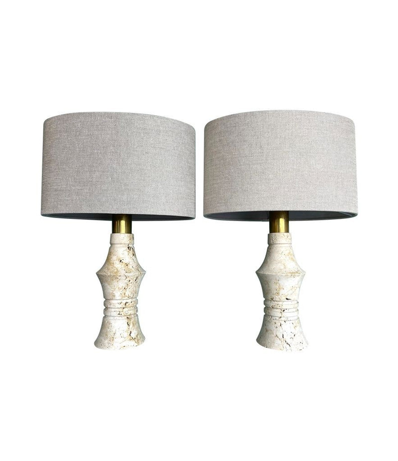 Mid Century table Lamps with Travertine bases by Fratelli Mannelli - Mid Century Lighting - 1970s table lamps