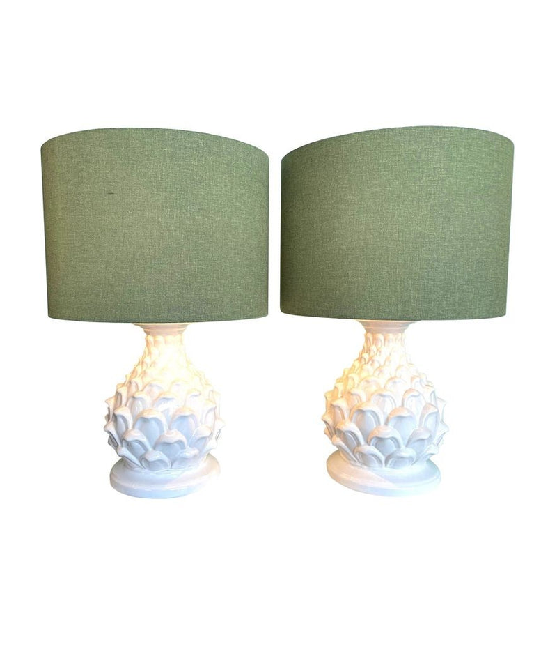 Mid Century table lamps ceramic artichoke bases - Mid Century Lighting - 1970s table lamps