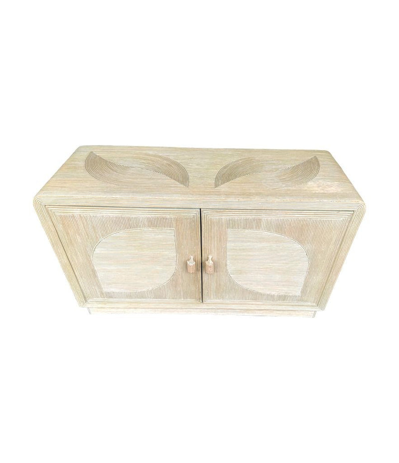 An Italian 1970s pencil reed bamboo, two doors, cabinet by Vivai Del Sud