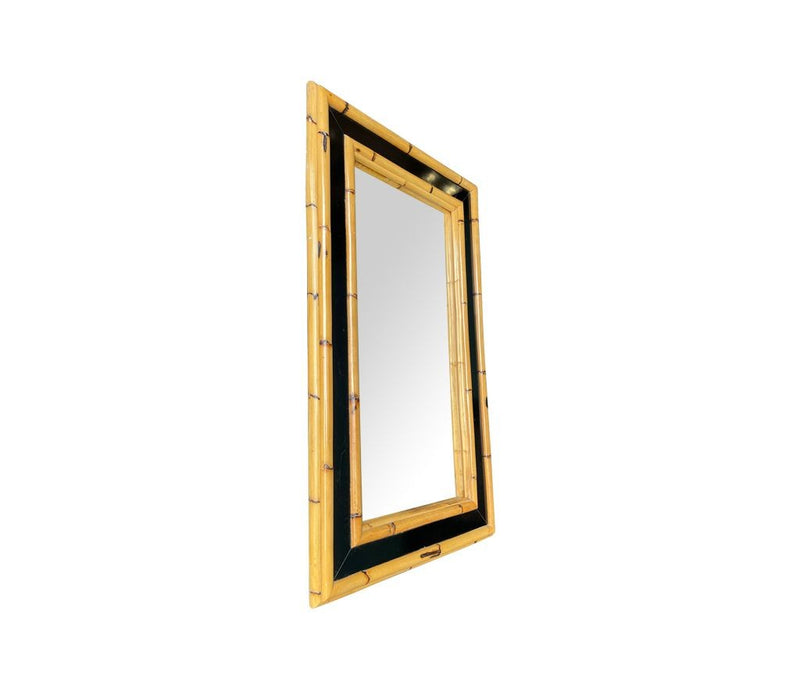A large Italian Mid Century Bamboo and black lacquer mirror attributed to Vivai Del Sud - Mid Century Mirrors