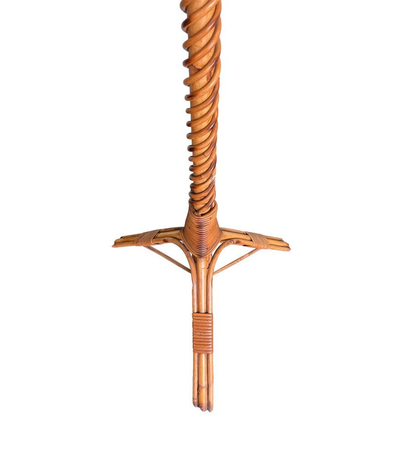A Mid Century French bamboo floor lamp by Louis Sognot with original bamboo shade - Mid Century Lighting - Mid Century floor lamp
