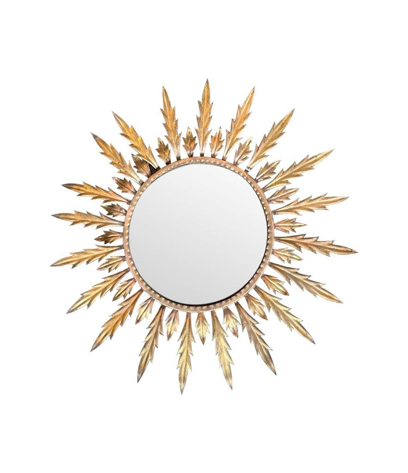 A lovely large Italian Mid Century gilt metal sunburst mirror - Mid Century Mirrors