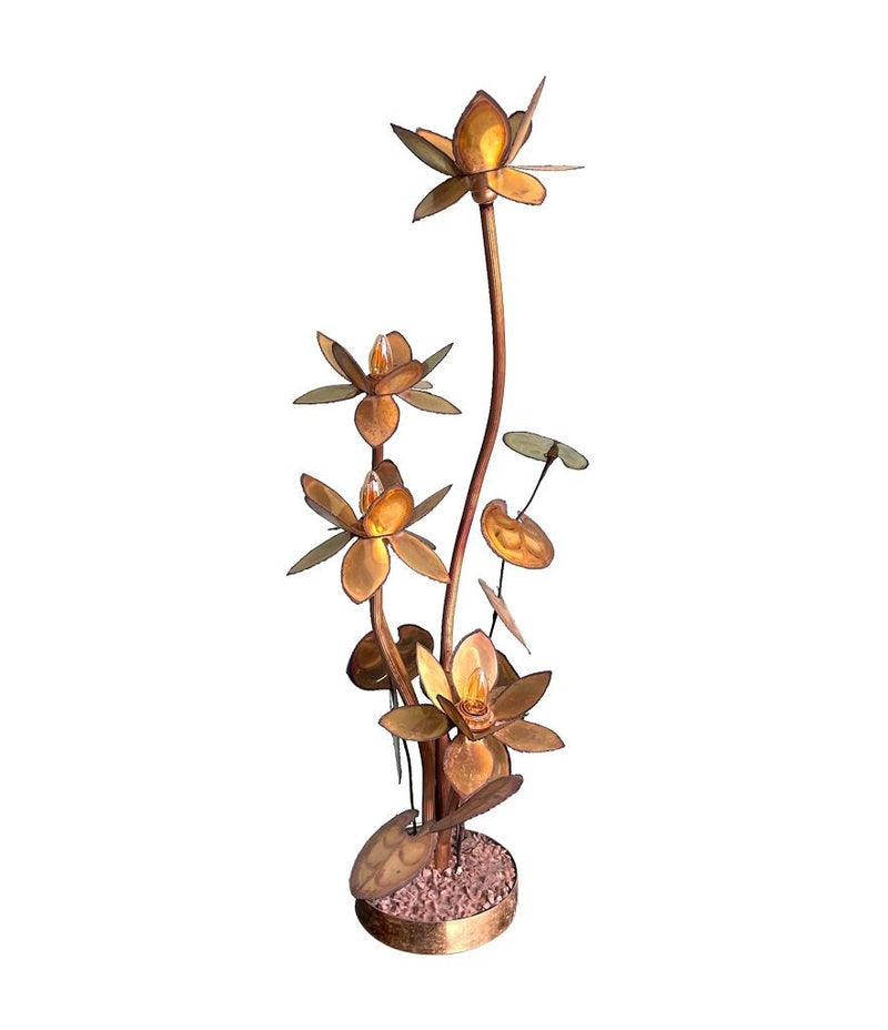 Mid Century floor lamp brass flowers in the style of Maison Jansen - Mid Century Lighting - 70s floor lamp 
