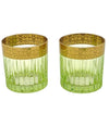 A set of six Italian Artemisia green crystal tumblers with 24 ct gold decoration