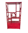 An Italian 1970s burgundy red bamboo shelving unit by Vivai del Sud