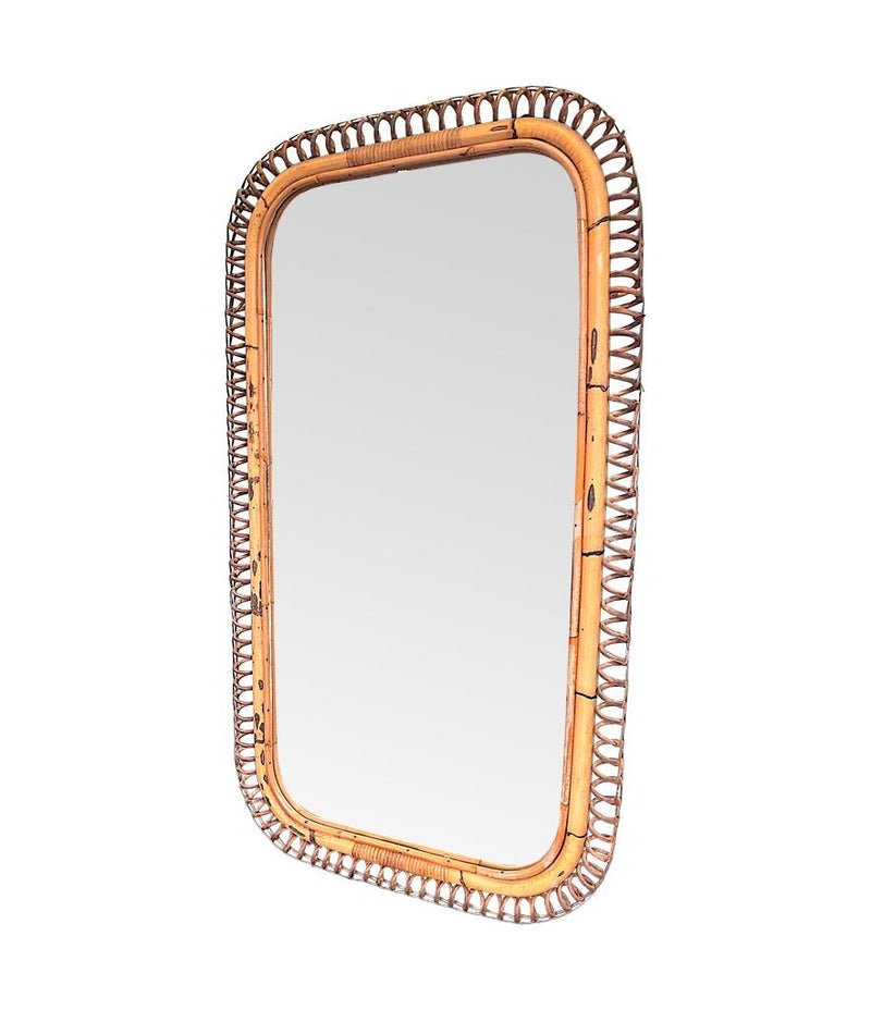 Mid century mirror bamboo by Franco Albini for Bonacina - Italian 1970s Vintage Mirror