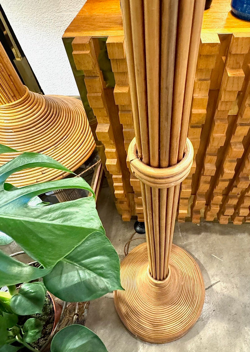 An Italian 1970s bamboo floor lamp