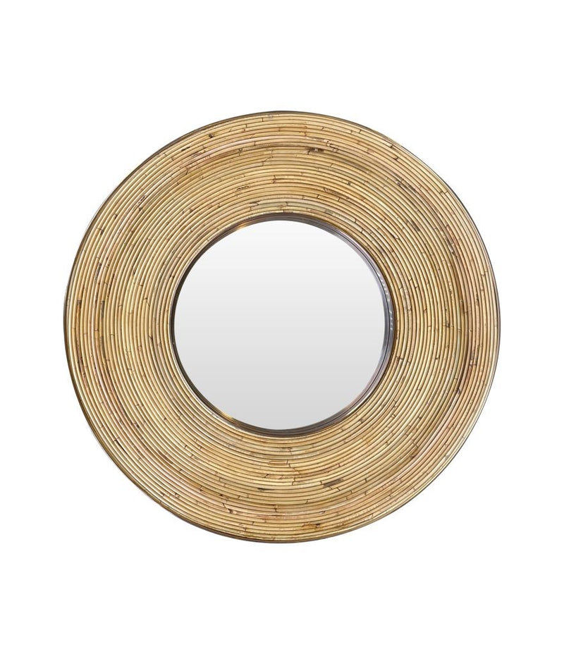 arge Italian circular bamboo and brass mirror in the style of Gabriella Crespi - Ed Butcher Antiques Shop London