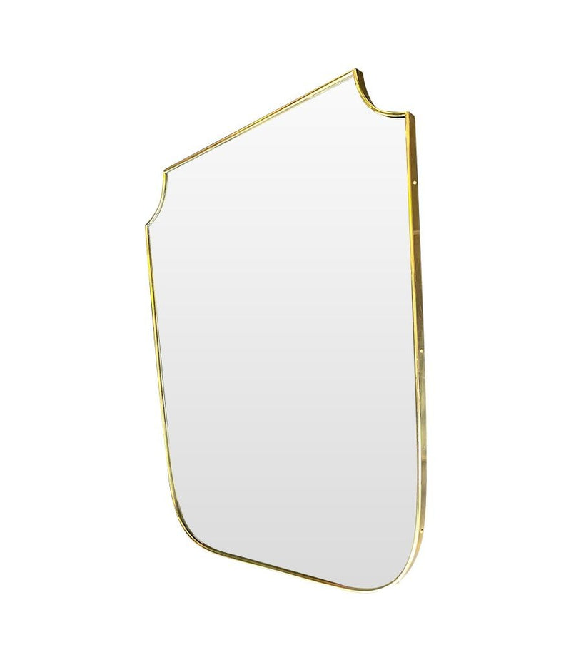 Mid Century Italian Brass Framed Shield Mirror - Mid Century Mirror - Ed Butcher Antiques London