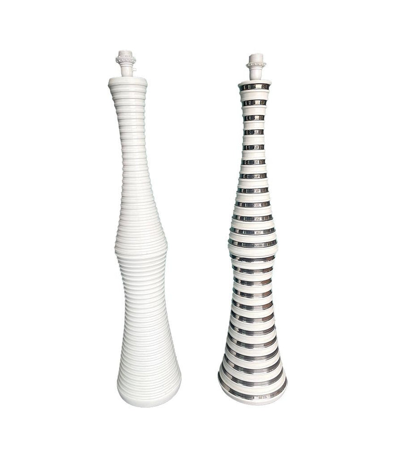 Mid Century Floor Lamp white ribbed ceramic base - Mid century Lighting - 70's floor lamp