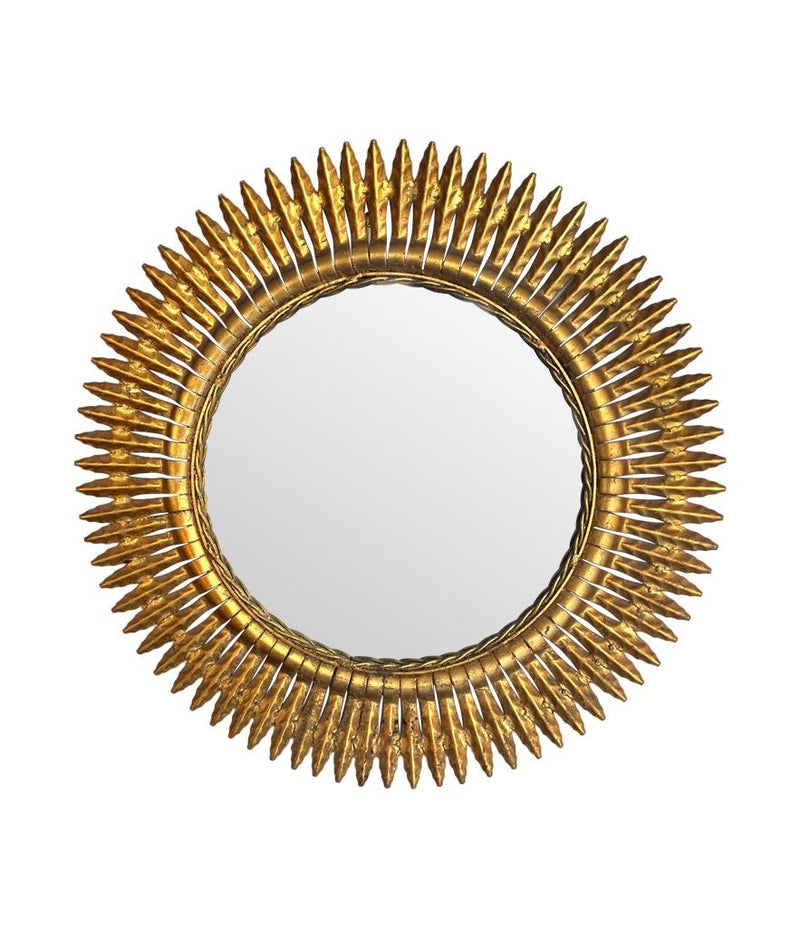 Spanish mid century gilt metal sunburst mirror - Mid Century Mirrors