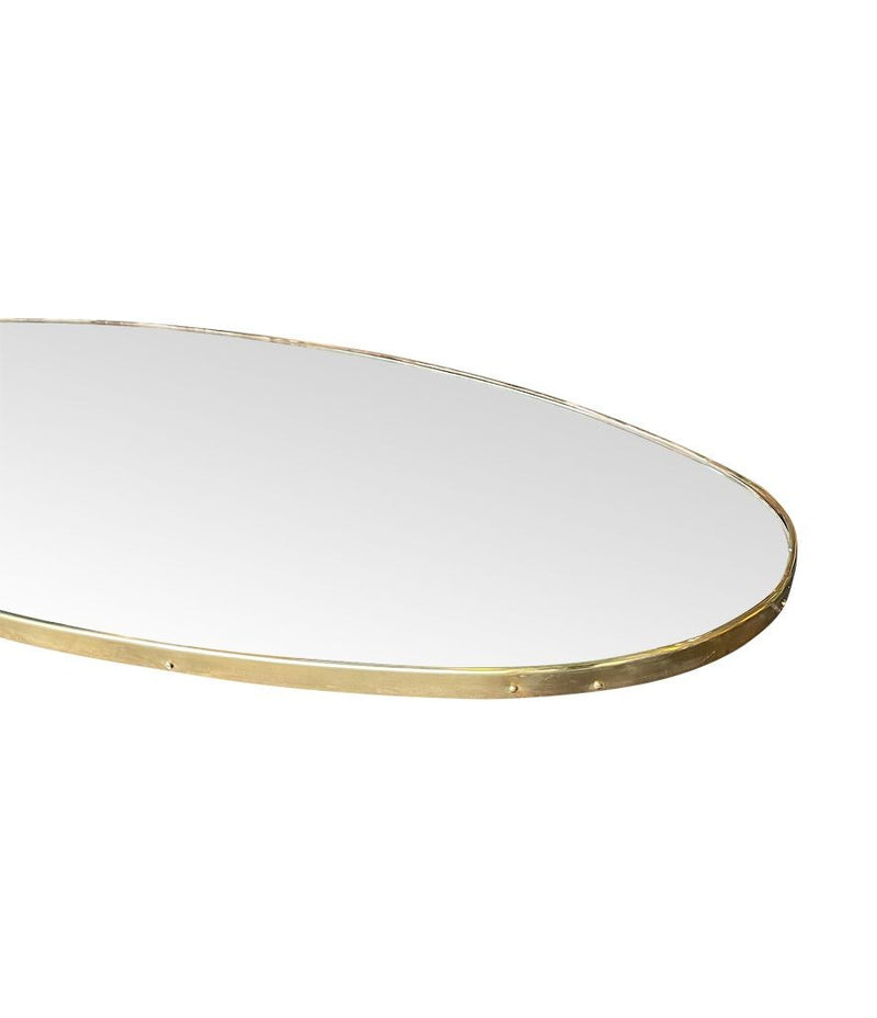Mid Century Mirror full length Oval Mirror 1950s Italian with brass frame