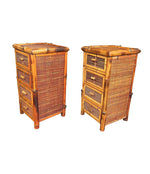 Mid Century Bamboo and Rattan Bedside Tables - Mid Century Furniture - Mid Century Bedside Tables - Ed Butcher Antiques Shop London