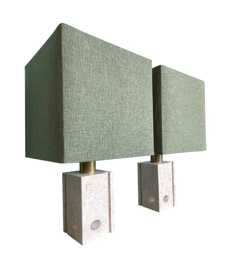Mid Century table lamps with sculptural travertine bases by Fratelli Mannelli - Mid Century Lighting - 1970s lamps
