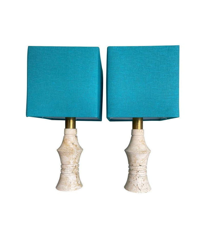 Mid Century table Lamps with Travertine bases by Fratelli Mannelli - Mid Century Lighting - 1970s table lamps