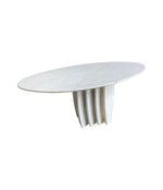 An Italian 1970s oval Carrara marble coffee table in the style of Angelo Mangiarotti