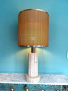 Mid Century travertine Lamp by Fratelli Manelli with rattan shade - Mid Century Lighting - Ed Butcher Antiques Shop London