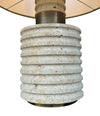 A large Fratelli Manneli ribbed Italian 1970s travertine lamp with brass detail