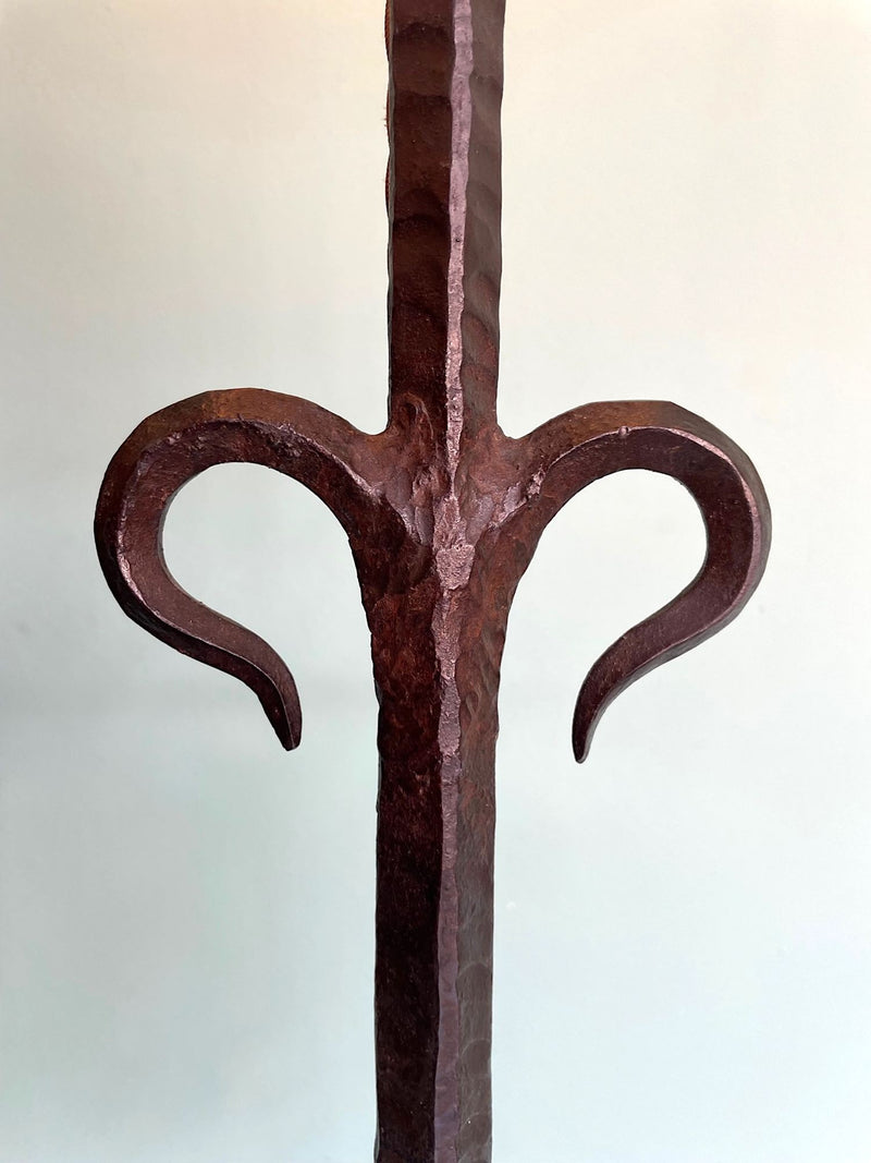 Mid century floor lamp Spanish wrought iron with bespoke linen shade - Mid Century Lighting