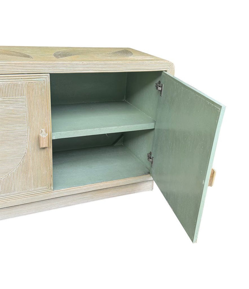 An Italian 1970s pencil reed bamboo, two doors, cabinet by Vivai Del Sud