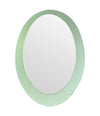 An Italian 1960s Crystal Arte oval mirror with pastel mint green mirrored frame