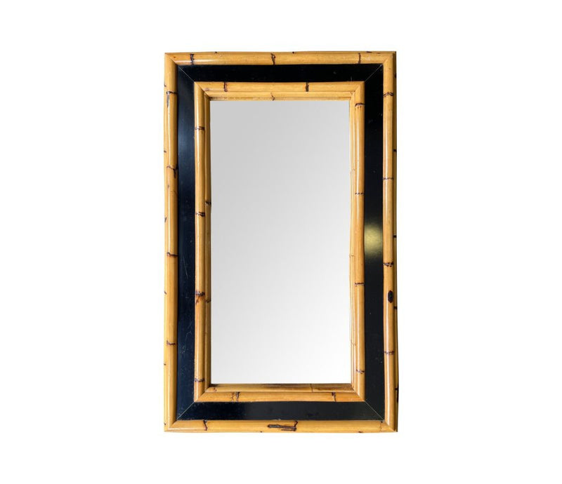 A large Italian Mid Century Bamboo and black lacquer mirror attributed to Vivai Del Sud - Mid Century Mirrors