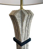 Art Deco style tessellated marble floor lamp by Maitland Smith - Mid Century Lighting