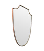 An orignal Italian 1960s brass shield mirror with beaded inner frame detail