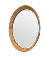 A circular 1950s Italian woven rattan mirror by Cantu, Roma with brass detail