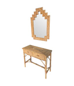 An Italian Mid Century split bamboo mirror by Vivai Del Sud with stepped top details - Mid Century Mirror