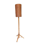A Mid Century French bamboo floor lamp by Louis Sognot with original bamboo shade - Mid Century Lighting - Mid Century floor lamp
