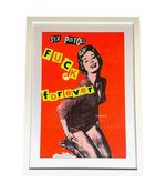 Red Sex Pistols silk lithograph poster "Fuck Forever" by Jamie Reid - Ed Butcher Antique Shop London