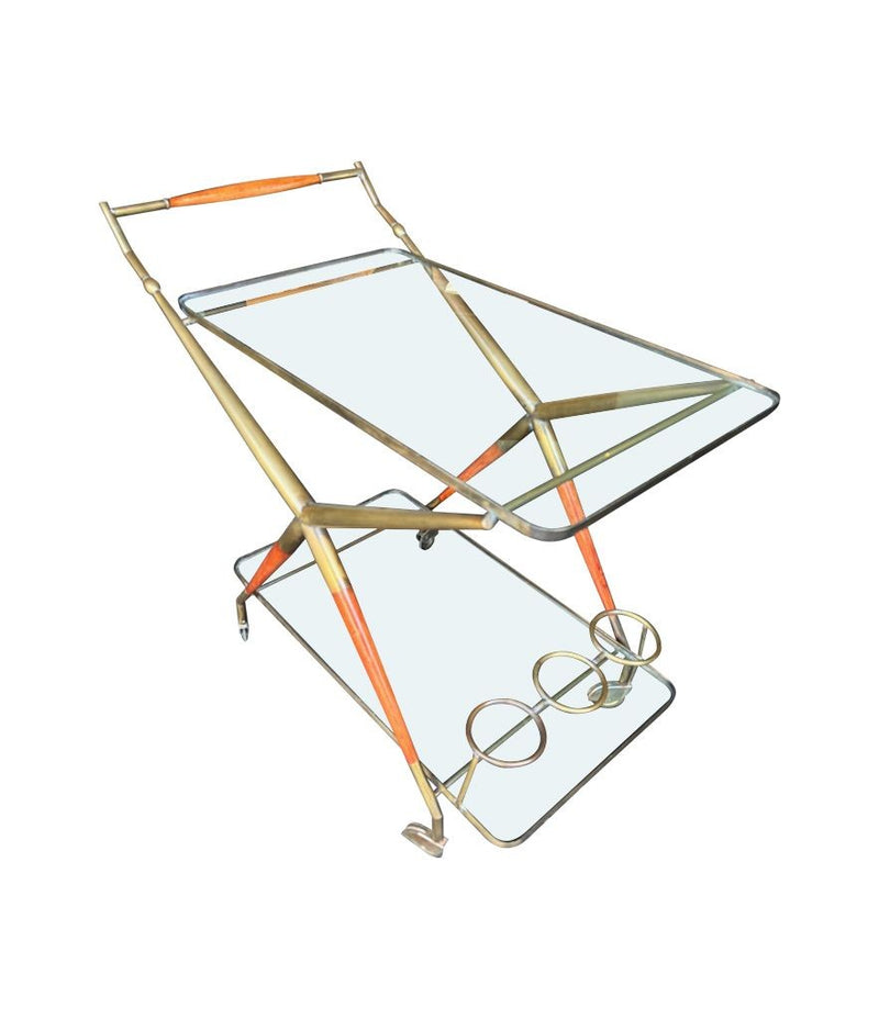 An Italian 1950s brass and lacquered wood bar trolley by Cesare Lacca