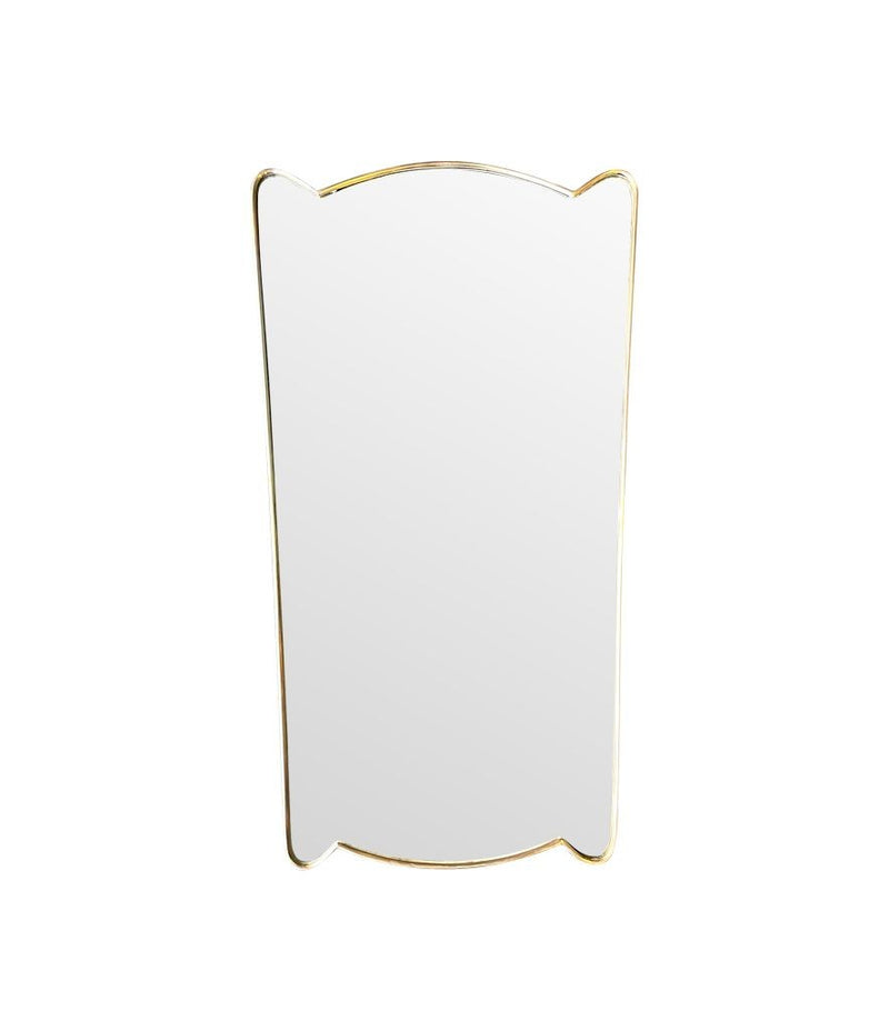 Unique shaped Mid Century Italian shield mirror with solid wood back in the style of Gio Ponti - Mid Century Mirror
